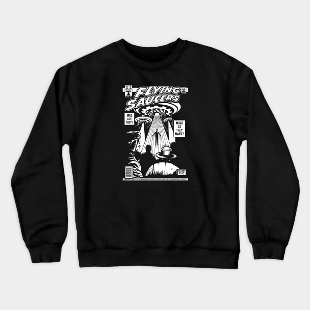 Flying Saucers Abduction Comic Book Cover Crewneck Sweatshirt by Rebus28